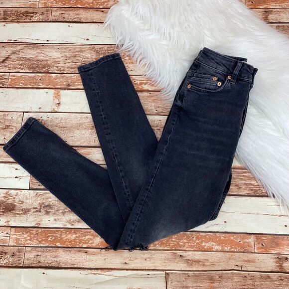 Free People Women's Zuri Mom Jeans Sz 26 Dusty Roads Black Button Fly High Rise - Picture 2 of 9